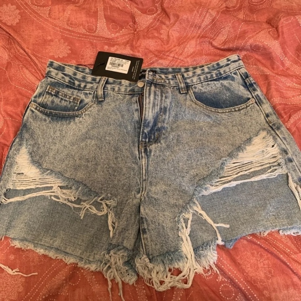 Denim Distress Shorts.